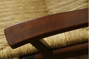 中古　美品　松本民芸家具　#521L型　直線的な木部と丁寧な編み込みが調和したラッシアームチェア　定価約24万7千円　(R-086347)
