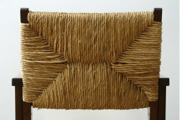 中古　美品　松本民芸家具　#521L型　直線的な木部と丁寧な編み込みが調和したラッシアームチェア　定価約24万7千円　(R-086347)