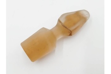 フランス　エミール・ガレ　琥珀色にサンザシ文が上品に映える香水瓶　外箱・ケース付き　(R-086349)