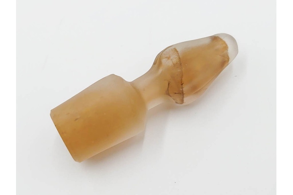 フランス　エミール・ガレ　琥珀色にサンザシ文が上品に映える香水瓶　外箱・ケース付き　(R-086349)