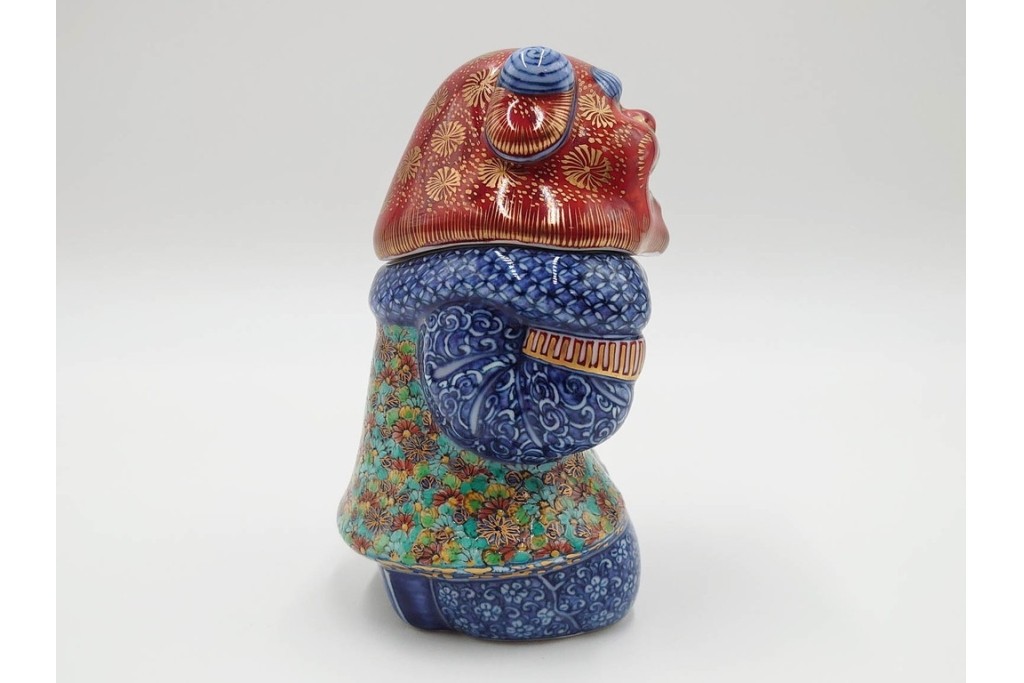 葉山有樹　慶雲獅子吼　色絵と金彩が見事な香炉　共箱・意匠解説書付き　(R-086350)