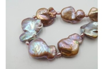 淡水真珠　SILVER(銀製)　華やかなバロックパールのネックレス1連・6連 2点セット　ケース付き　(R-086353)