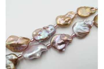 淡水真珠　SILVER(銀製)　華やかなバロックパールのネックレス1連・6連 2点セット　ケース付き　(R-086353)