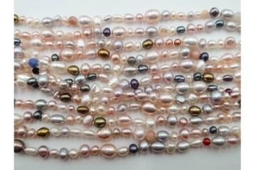 淡水真珠　SILVER(銀製)　華やかなバロックパールのネックレス1連・6連 2点セット　ケース付き　(R-086353)