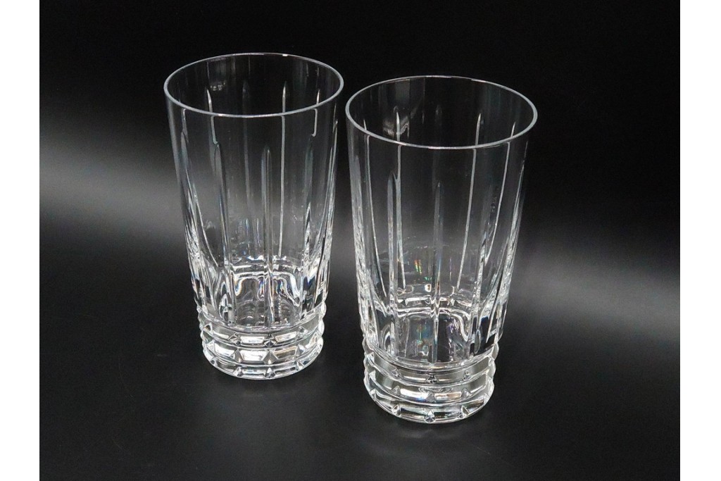 フランス　Baccarat(バカラ)　アルルカン　端正なカットが美しいハイボールグラス2客セット　(R-086355)
