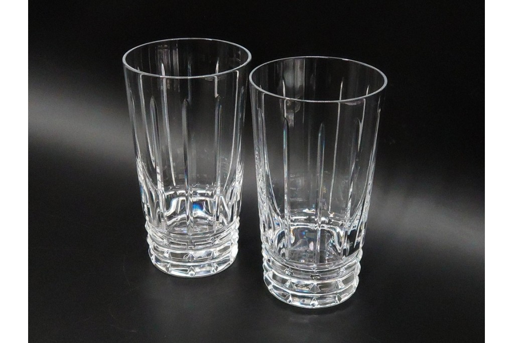 フランス　Baccarat(バカラ)　アルルカン　端正なカットが美しいハイボールグラス2客セット　(R-086356)