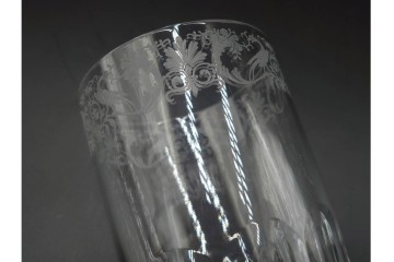 フランス　Baccarat(バカラ)　キリンコレクターズグラス　縁の装飾が上品なハイボールグラス2客セット　外箱付き　(R-086360)