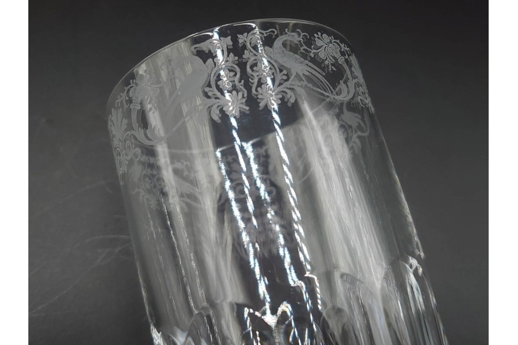 フランス　Baccarat(バカラ)　キリンコレクターズグラス　縁の装飾が上品なハイボールグラス2客セット　外箱付き　(R-086360)