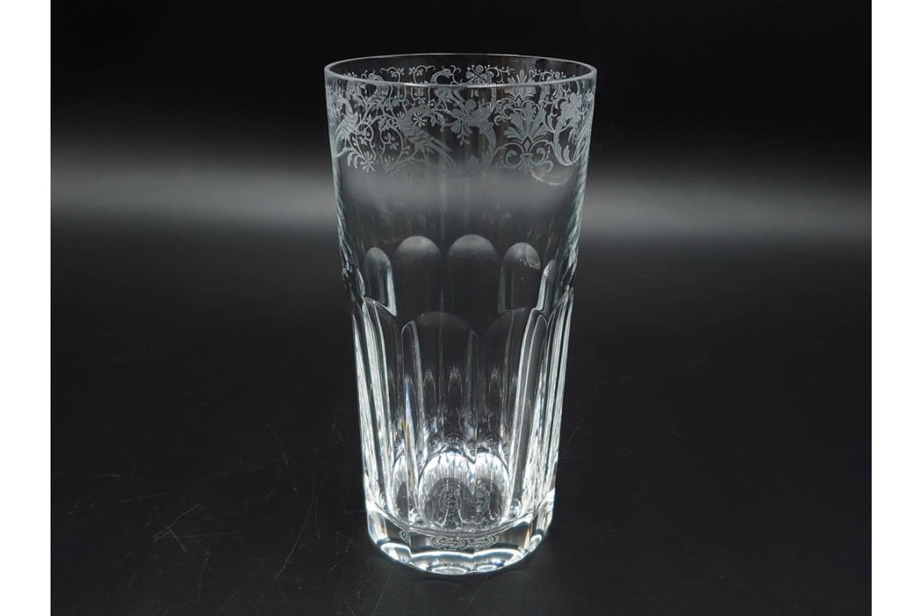 フランス　Baccarat(バカラ)　キリンコレクターズグラス　縁の装飾が上品なハイボールグラス2客セット　外箱付き　(R-086360)