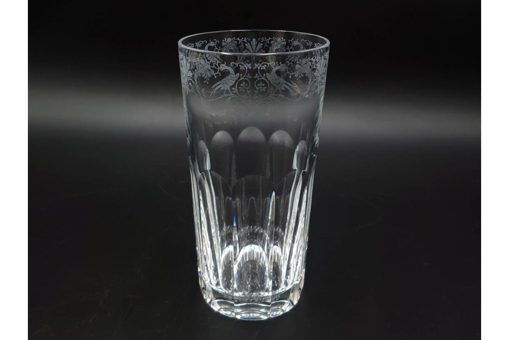 フランス　Baccarat(バカラ)　キリンコレクターズグラス　縁の装飾が上品なハイボールグラス2客セット　外箱付き　(R-086361)