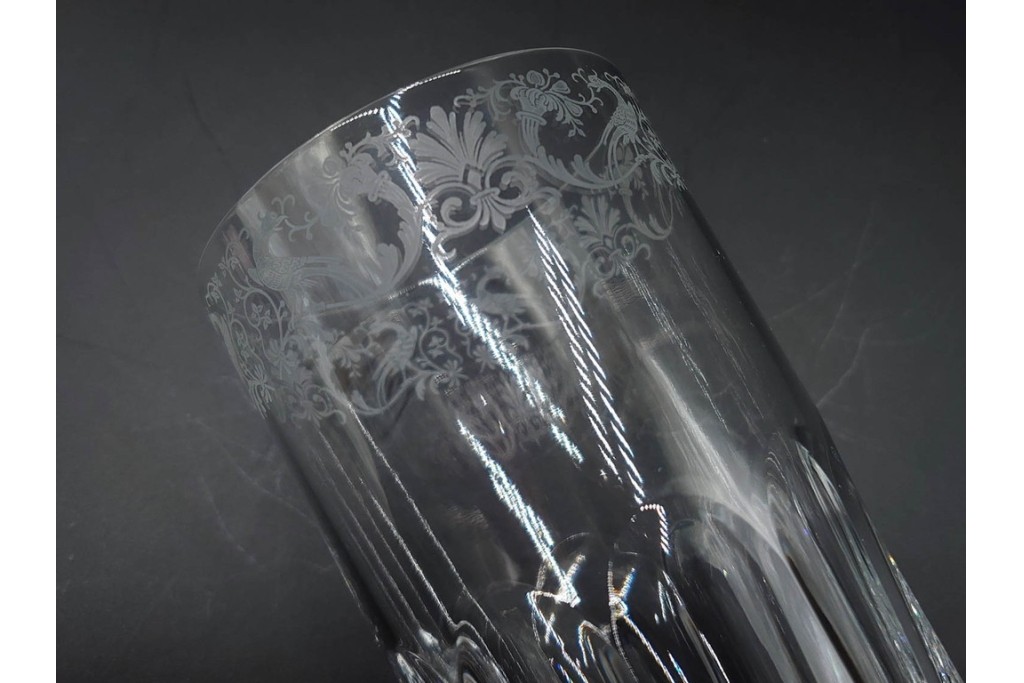 フランス　Baccarat(バカラ)　キリンコレクターズグラス　縁の装飾が上品なハイボールグラス2客セット　外箱付き　(R-086361)