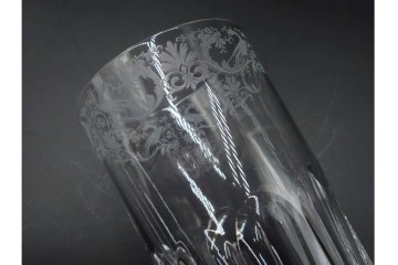 フランス　Baccarat(バカラ)　キリンコレクターズグラス　縁の装飾が上品なハイボールグラス2客セット　外箱付き　(R-086361)