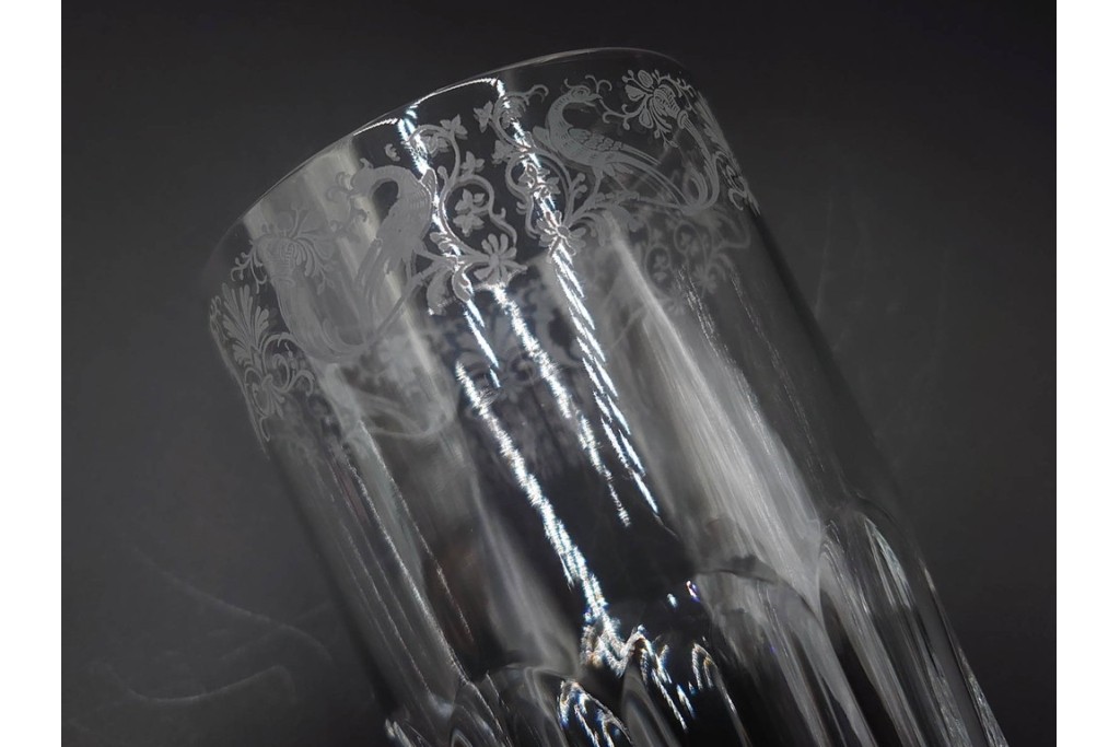 フランス　Baccarat(バカラ)　キリンコレクターズグラス　縁の装飾が上品なハイボールグラス2客セット　外箱付き　(R-086361)