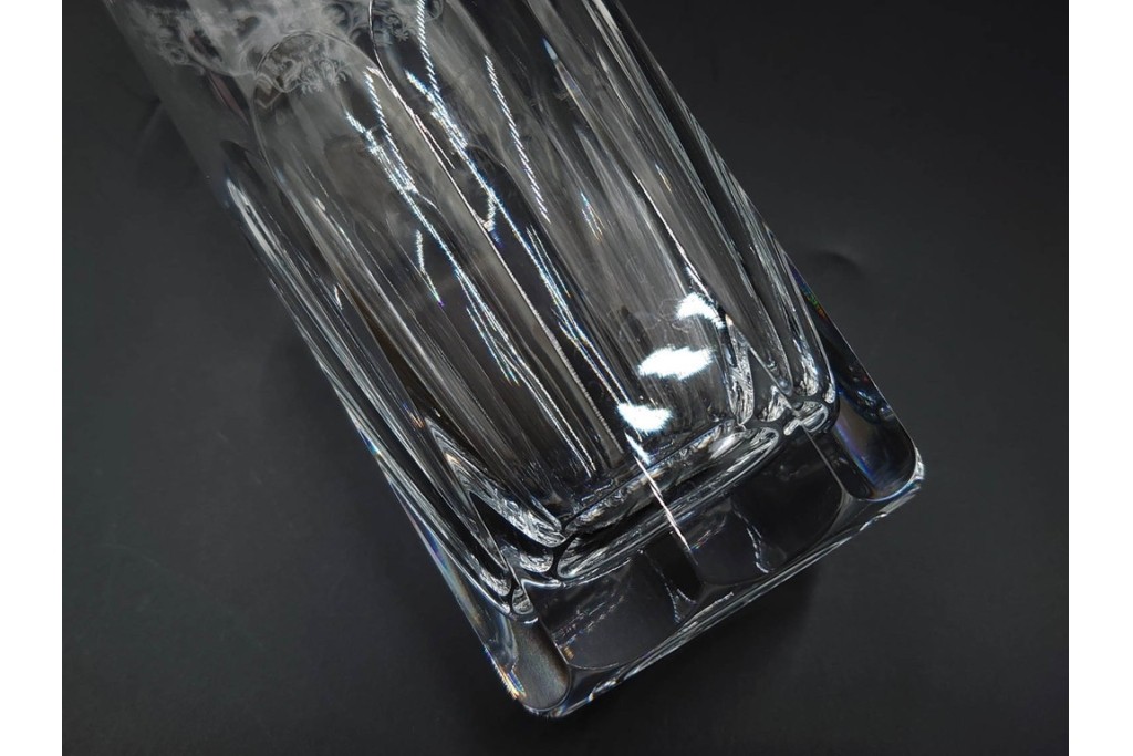 フランス　Baccarat(バカラ)　キリンコレクターズグラス　縁の装飾が上品なハイボールグラス2客セット　外箱付き　(R-086361)