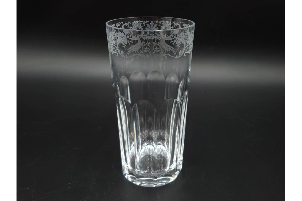 フランス　Baccarat(バカラ)　キリンコレクターズグラス　縁の装飾が上品なハイボールグラス2客セット　外箱付き　(R-086362)