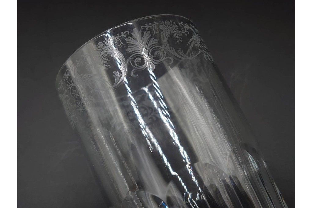 フランス　Baccarat(バカラ)　キリンコレクターズグラス　縁の装飾が上品なハイボールグラス2客セット　外箱付き　(R-086362)