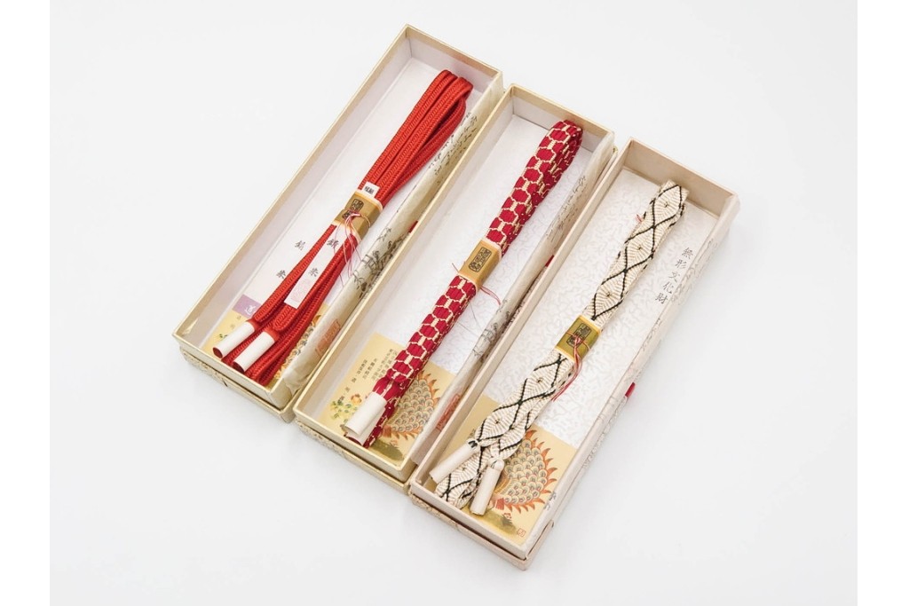 無形文化財　有職組紐 道明　正絹　端正な組み文様が美しい帯締め3点セット　(R-086367)