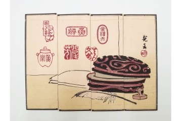 木版画　納札・千社札・続絵を集めた15点(51枚)セット　(R-086368)
