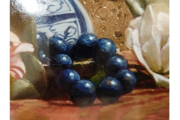 真作　青木敏郎　「椿と楽譜」　油彩画　SM(S)サイズ　定価約189万円　外箱付き　(R-086372)