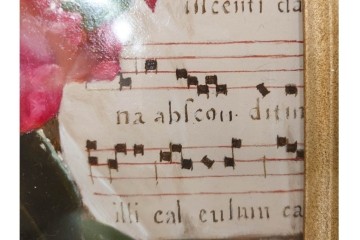 真作　青木敏郎　「椿と楽譜」　油彩画　SM(S)サイズ　定価約189万円　外箱付き　(R-086372)