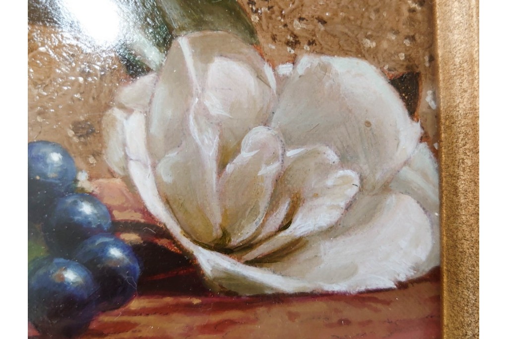 真作　青木敏郎　「椿と楽譜」　油彩画　SM(S)サイズ　定価約189万円　外箱付き　(R-086372)