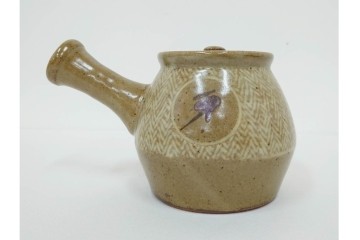 人間国宝 島岡達三　地釉縄文象嵌の意匠が味わい深い番茶器セット(急須・湯呑)　共箱付き　(R-086373)