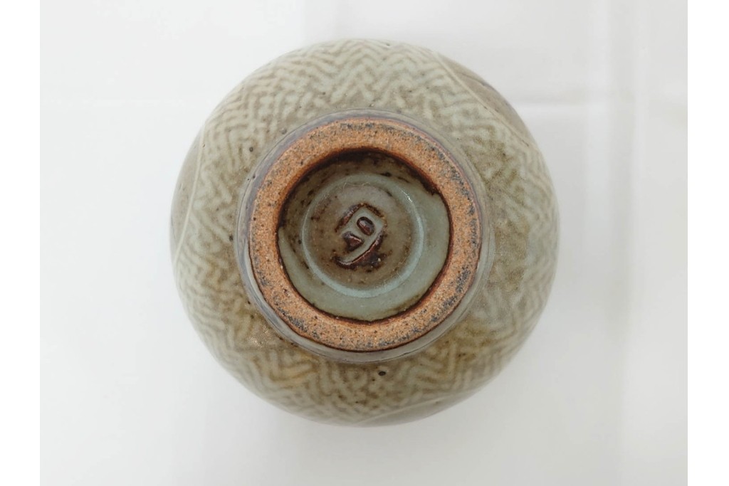 人間国宝 島岡達三　地釉縄文象嵌の意匠が味わい深い番茶器セット(急須・湯呑)　共箱付き　(R-086373)