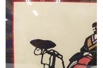 真作　サイン入り　森義利　5/50　人力車の情景を描いた合羽摺版画　(R-086377)