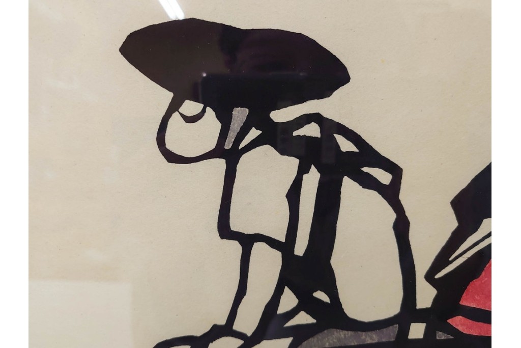 真作　サイン入り　森義利　5/50　人力車の情景を描いた合羽摺版画　(R-086377)