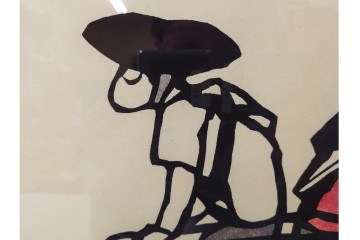 真作　サイン入り　森義利　5/50　人力車の情景を描いた合羽摺版画　(R-086377)