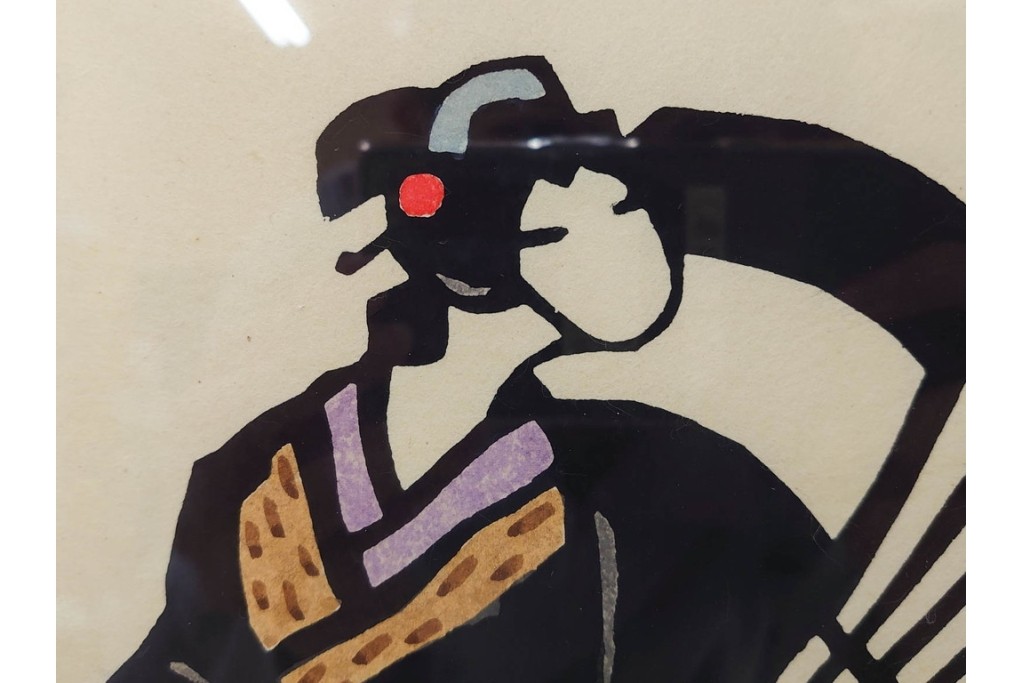 真作　サイン入り　森義利　5/50　人力車の情景を描いた合羽摺版画　(R-086377)