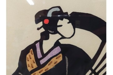 真作　サイン入り　森義利　5/50　人力車の情景を描いた合羽摺版画　(R-086377)