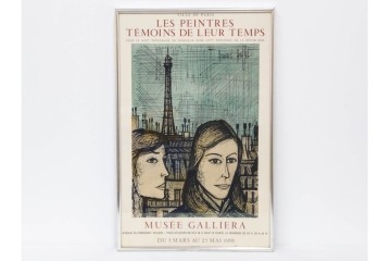真作　1958年　ベルナール・ビュッフェ(Bernard Buffet)　「パリジェンヌ(パリジャン)」　パリの人々を主題としたリトグラフポスター　外箱付き　(R-086379)