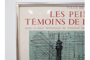 真作　1958年　ベルナール・ビュッフェ(Bernard Buffet)　「パリジェンヌ(パリジャン)」　パリの人々を主題としたリトグラフポスター　外箱付き　(R-086379)