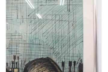 真作　1958年　ベルナール・ビュッフェ(Bernard Buffet)　「パリジェンヌ(パリジャン)」　パリの人々を主題としたリトグラフポスター　外箱付き　(R-086379)