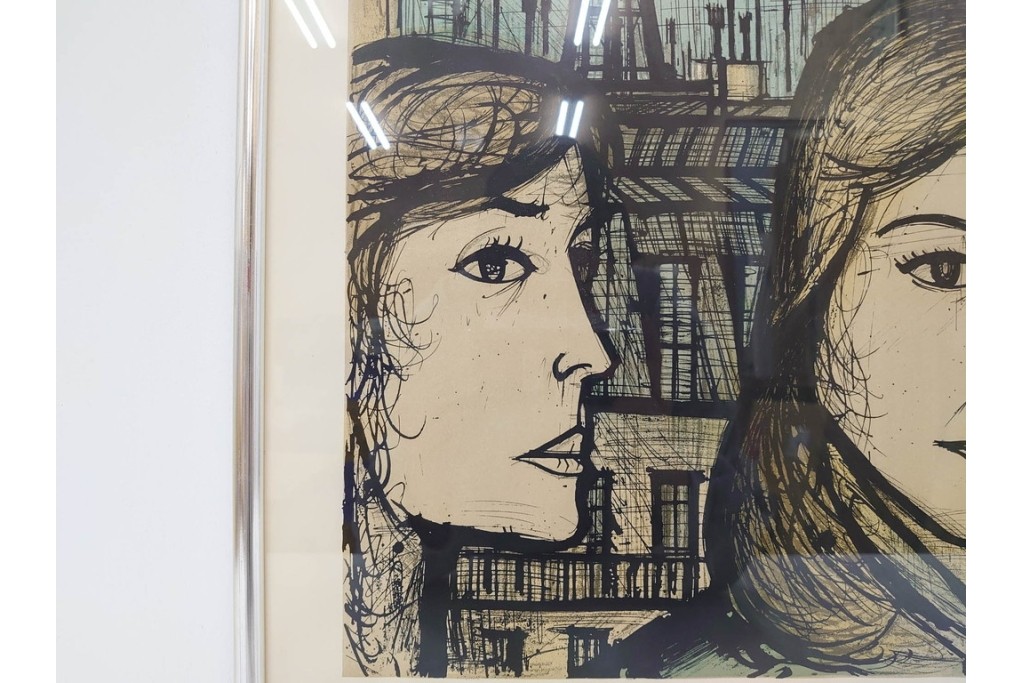 真作　1958年　ベルナール・ビュッフェ(Bernard Buffet)　「パリジェンヌ(パリジャン)」　パリの人々を主題としたリトグラフポスター　外箱付き　(R-086379)