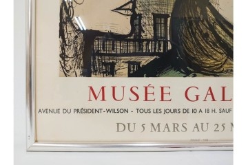 真作　1958年　ベルナール・ビュッフェ(Bernard Buffet)　「パリジェンヌ(パリジャン)」　パリの人々を主題としたリトグラフポスター　外箱付き　(R-086379)