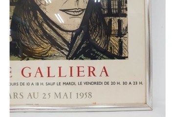 真作　1958年　ベルナール・ビュッフェ(Bernard Buffet)　「パリジェンヌ(パリジャン)」　パリの人々を主題としたリトグラフポスター　外箱付き　(R-086379)