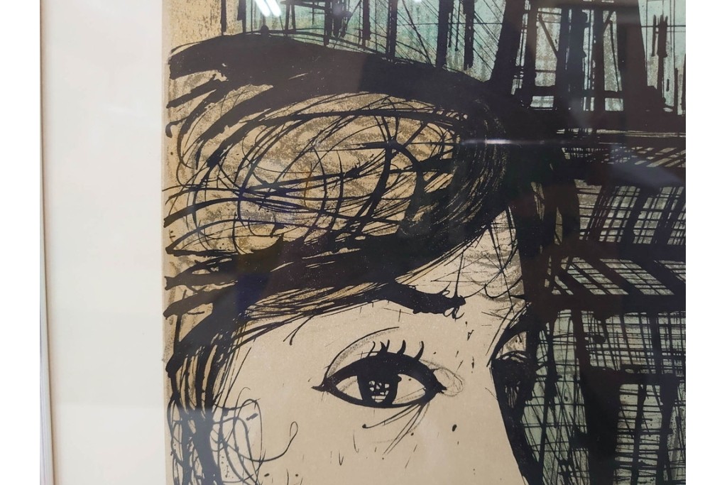 真作　1958年　ベルナール・ビュッフェ(Bernard Buffet)　「パリジェンヌ(パリジャン)」　パリの人々を主題としたリトグラフポスター　外箱付き　(R-086379)