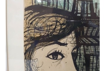 真作　1958年　ベルナール・ビュッフェ(Bernard Buffet)　「パリジェンヌ(パリジャン)」　パリの人々を主題としたリトグラフポスター　外箱付き　(R-086379)