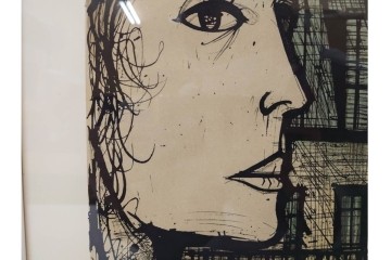 真作　1958年　ベルナール・ビュッフェ(Bernard Buffet)　「パリジェンヌ(パリジャン)」　パリの人々を主題としたリトグラフポスター　外箱付き　(R-086379)