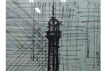 真作　1958年　ベルナール・ビュッフェ(Bernard Buffet)　「パリジェンヌ(パリジャン)」　パリの人々を主題としたリトグラフポスター　外箱付き　(R-086379)