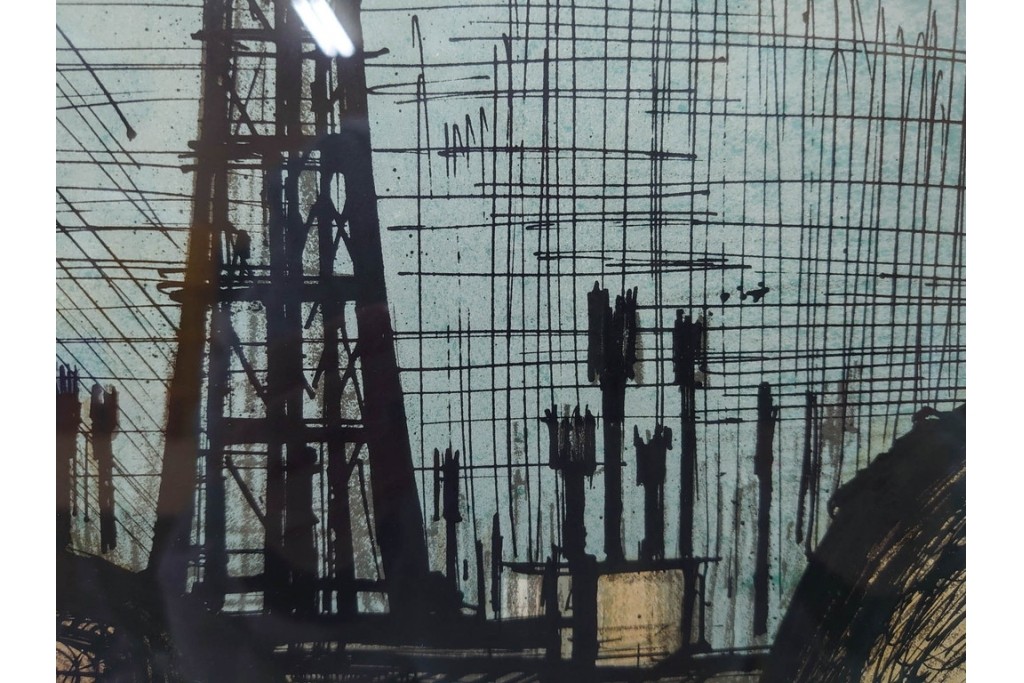 真作　1958年　ベルナール・ビュッフェ(Bernard Buffet)　「パリジェンヌ(パリジャン)」　パリの人々を主題としたリトグラフポスター　外箱付き　(R-086379)