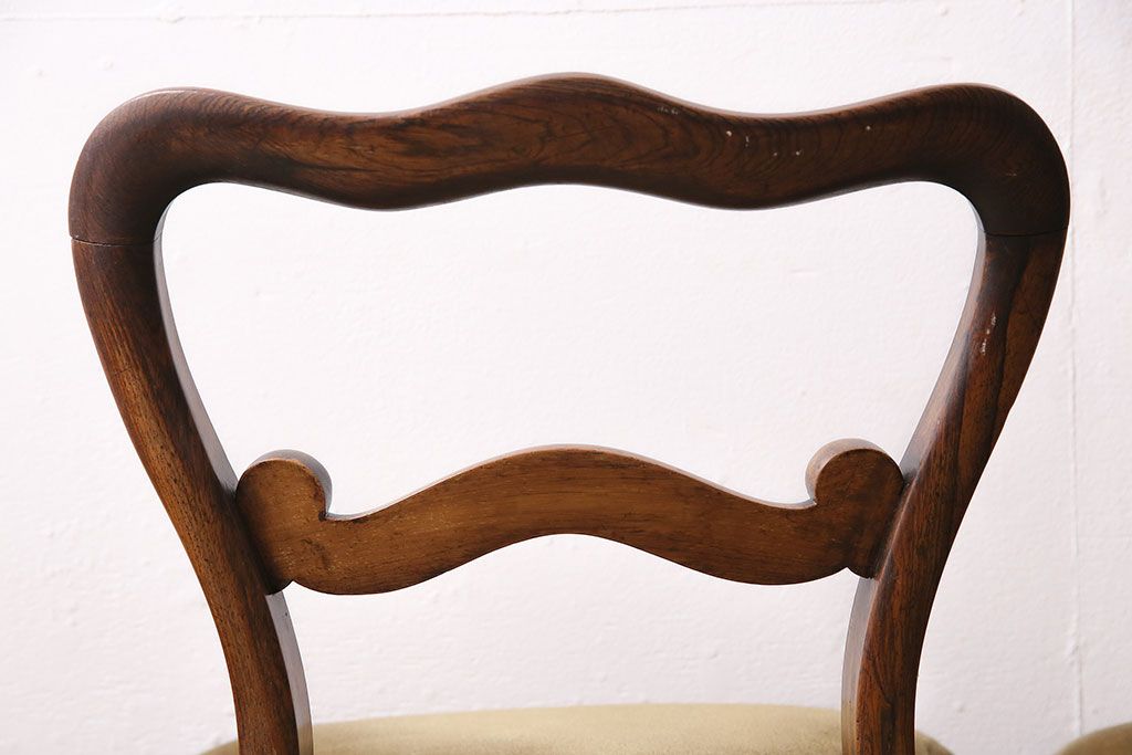 フランスアンティーク　ウォールナット材　背もたれの曲線が美しいチェア2脚セット　(R-086380)