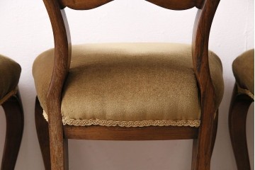 フランスアンティーク　ウォールナット材　背もたれの曲線が美しいチェア2脚セット　(R-086380)