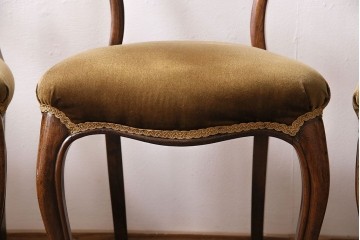 フランスアンティーク　ウォールナット材　背もたれの曲線が美しいチェア2脚セット　(R-086380)