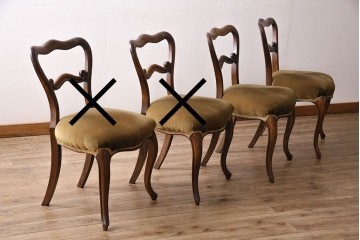 フランスアンティーク　ウォールナット材　背もたれの曲線が美しいチェア2脚セット　(R-086380)