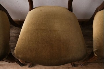 フランスアンティーク　ウォールナット材　背もたれの曲線が美しいチェア2脚セット　(R-086380)