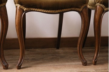 フランスアンティーク　ウォールナット材　背もたれの曲線が美しいチェア2脚セット　(R-086380)