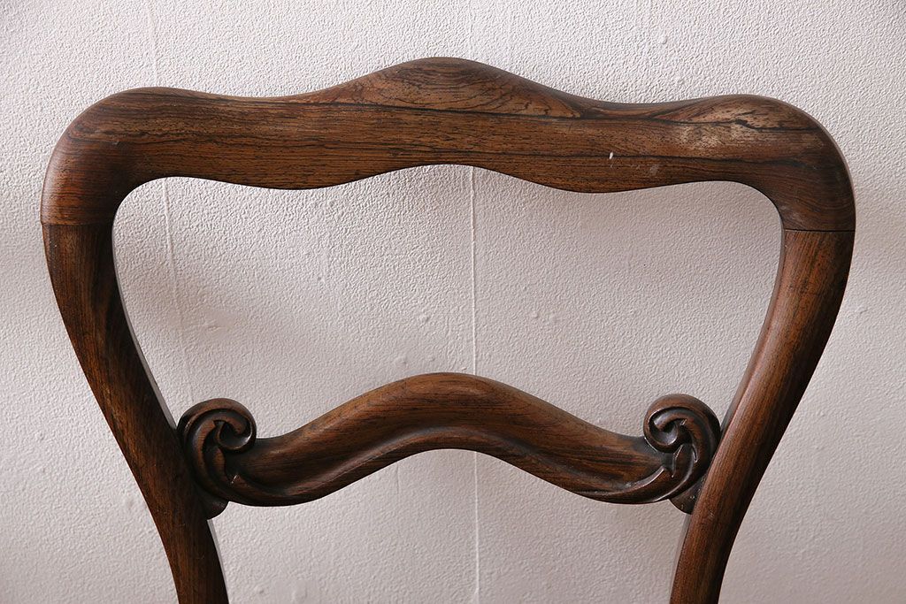 フランスアンティーク　ウォールナット材　背もたれの曲線が美しいチェア2脚セット　(R-086380)